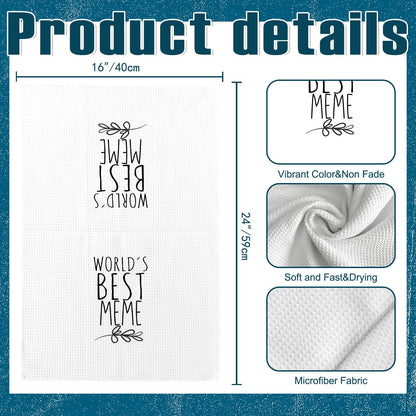 World's Best Meme Kitchen Towels, Meme Gifts for Grandmother Grandma, Meme Gifts from Grandson Granddaughter Kids, Meme Mother's Day Birthday Gifts Tea Towels Kitchen Hand Towels 16x24 Inch