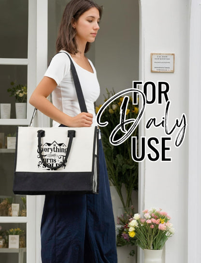 InnoBeta Realtor Gifts Canvas Tote Bag, Everything I Touch Turns To Sold Bag with Top Zipper Closure and Shoulder Strap for Birthday, Mother's Day, Christmas