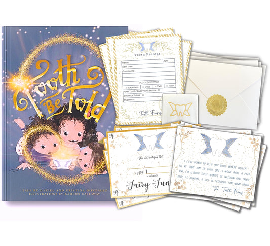 Tooth Fairy Letter Kit & Tooth Fairy Book for Boys and Girls | Tooth Fairy Gift | Tooth Book & Tooth Fairy Kit W/Tooth Receipts, Tooth Fairy Letters & More | 8.5x11 Softcover