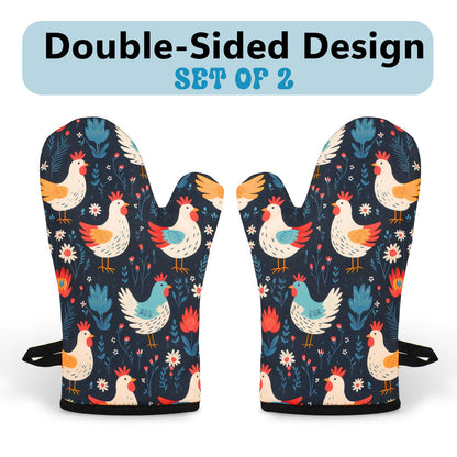 Miracu Oven Mitts Set, Cute Chicken Gifts for Chicken Lovers, Funny Kitchen Decor, Rooster Gifts for Women Mom Her Lady Owner - Bday, Mothers Day Baking Accessories Stuff, Cooking Themed Present Idea