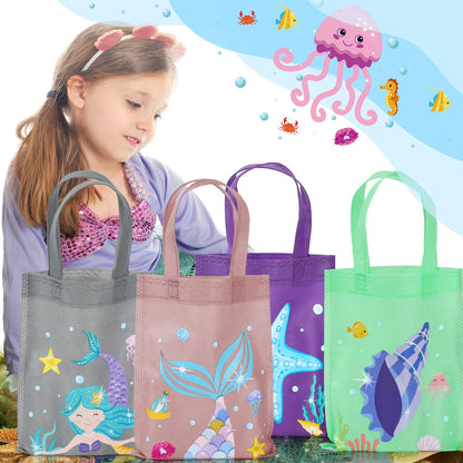 Ferraycle 36 Pcs Mermaid Party Favors Bags, Under The Sea Goodie Bags for Girls Birthday, Ocean Sea Animal Treat Pouches, Mermaid Birthday Party Supplies