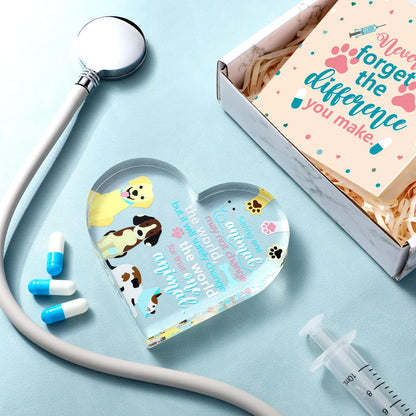 Veterinarian Gift Vet Paperweight with Gift Box and Card Vet Gift Acrylic Paper Weight for Veterinary Day Vet Tech Week Vet Tech Gift Idea Table Decoration Centerpiece Christmas Gift for Dog Cat Lover