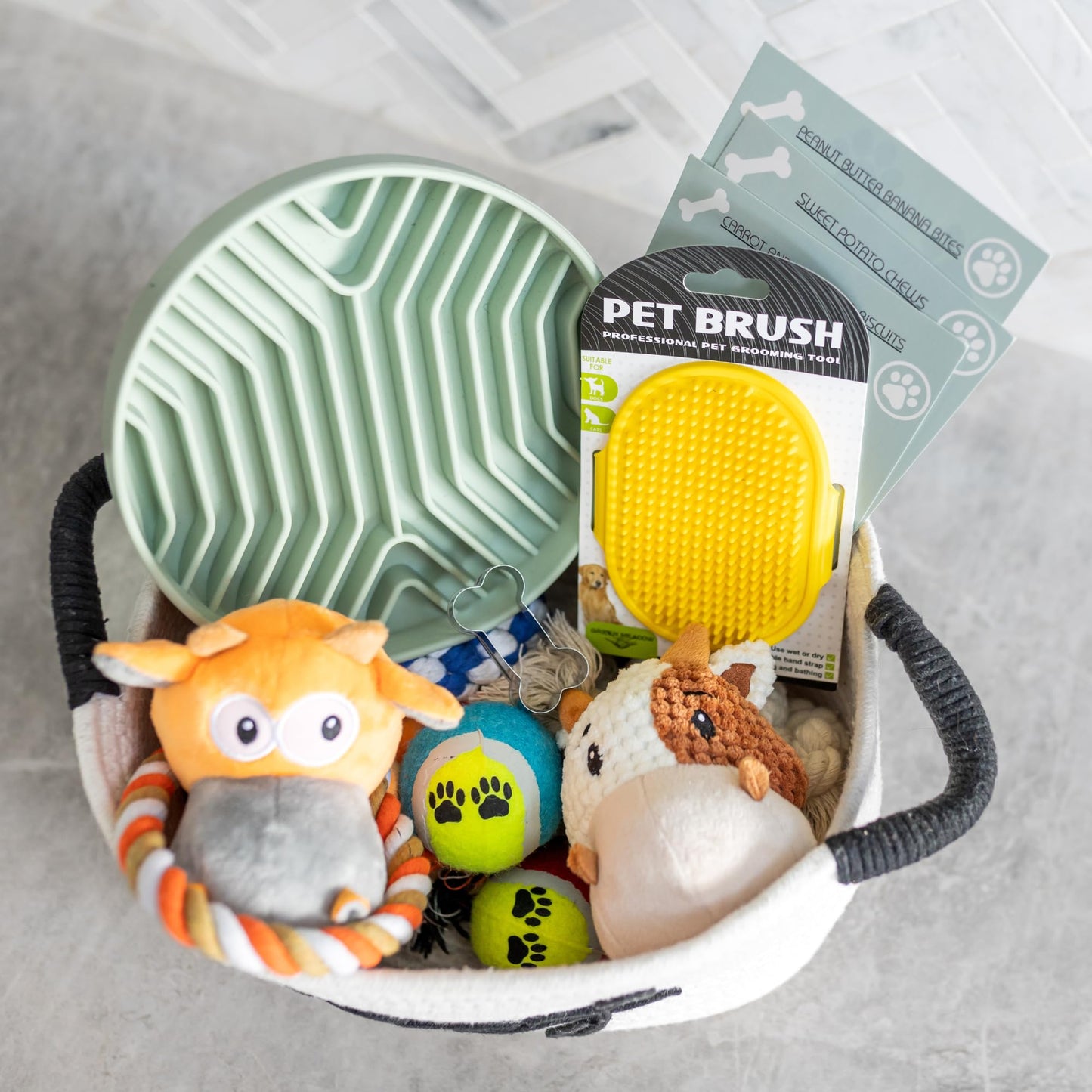 New Puppy Gift Basket - Premium Starter Kit and Dog Gift Basket with Dog Toys - Perfect Doggie Birthday Gifts and Puppy Necessities with Pet Toy Basket.