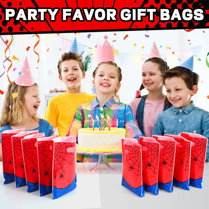 24 Pcs Small Gift Bags Bulk, Spider Web Gift Bag Party Favor Bags Treat Bags Double-sided Candy Bags for Party Favors Goody Bags Plastic Goodie Bags for Birthday Party for Spider Theme Decorations