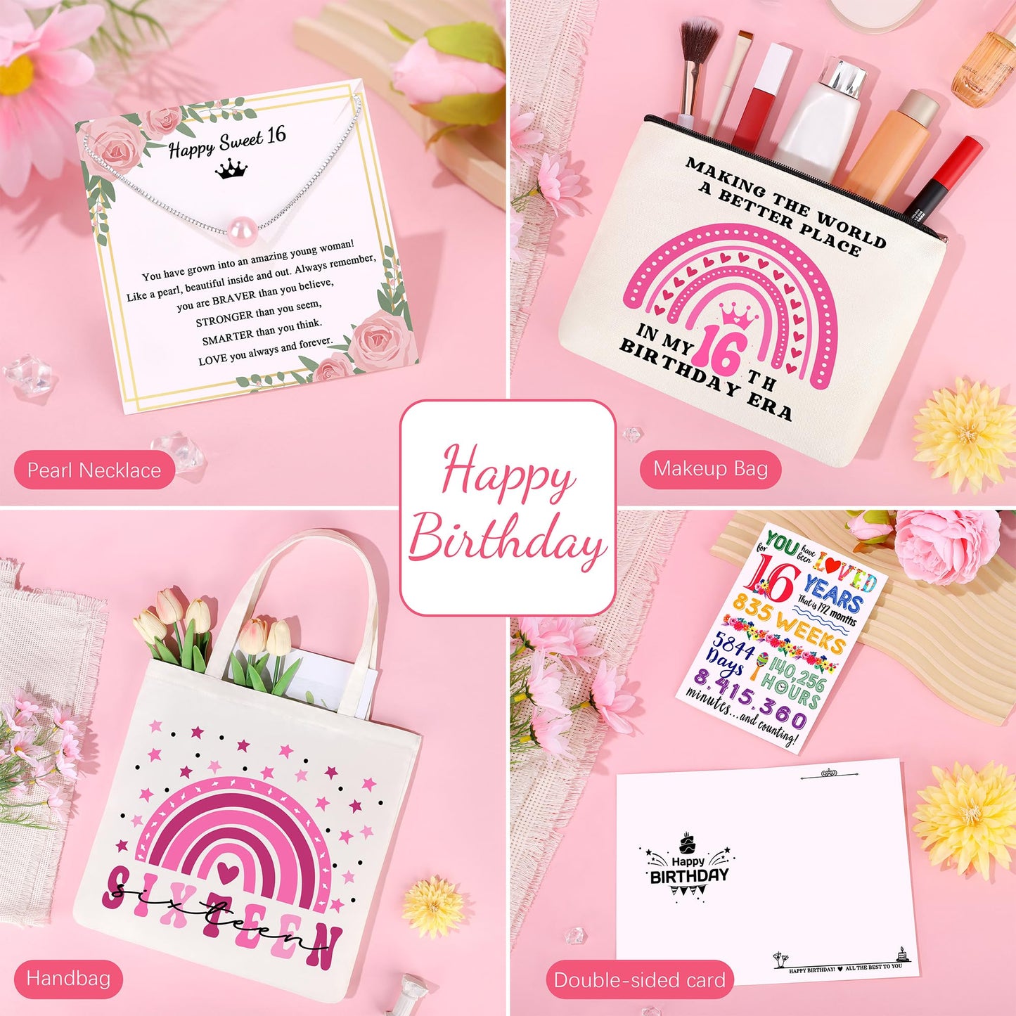 Sweet 16 Gifts for Girls, 16th Birthday Gifts for Teen Girls, 16th Birthday Decorations Basket of 6