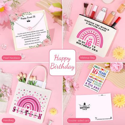 Sweet 16 Gifts for Girls, 16th Birthday Gifts for Teen Girls, 16th Birthday Decorations Basket of 6