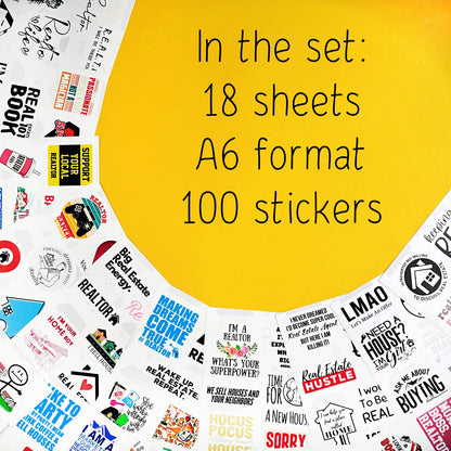 BulbaCraft 100 Pcs Funny Realtor Stickers, Real Estate Stickers, Funny Realtor Gifts for Women Agent, Real Estate Agent Presents, Gifts for Women & Men