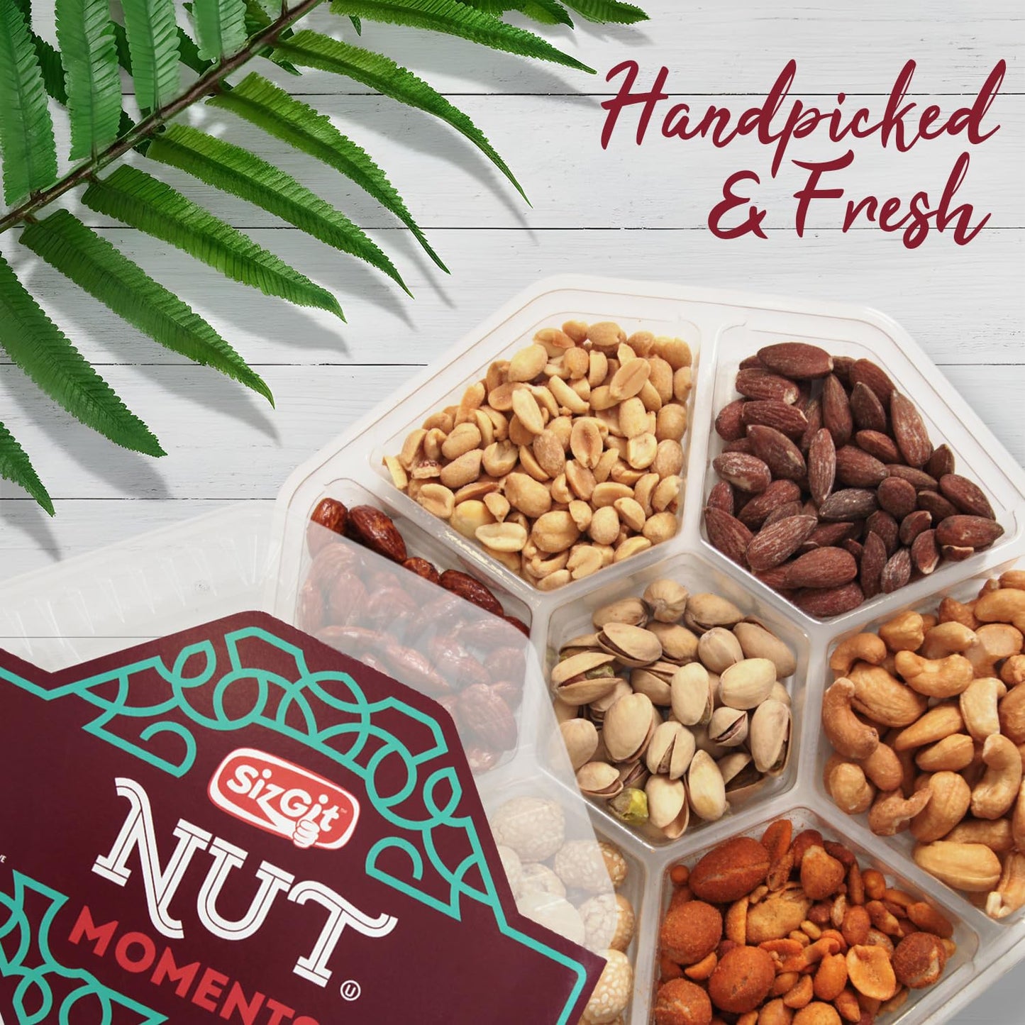 Nut Gift Baskets, 14oz Mixed Nut Gift Box of 7 Sectional Platter, Ideal Nut Assortment for Holidays, Birthdays, Celebrations, Anniversaries, Corporate Occasions and Everyday Snacking