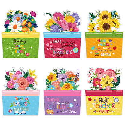 CCINEE 24pcs Teacher Appreciations Gift Cards Holder Bulk, Handmade Flower Money Greeting Card Sleeves for End of School Graduation Thank You Teacher Staff Gift