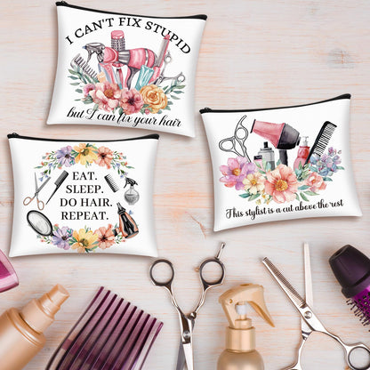 Reginary 9 Pcs Hairstylist Gifts Hairdresser Makeup Bag Hair Stylist Cosmetology Bag Cosmetic Zipper Pouch Case for Hairstylists Hairdressers Inspirational Cosmetology Graduation Gifts