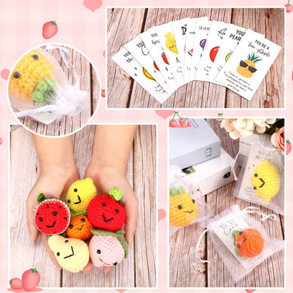 Shappy 10 Sets Inspirational End of Year Gifts Positive Fruit Funny Wool Knitted Dancing Fruit Mini Coworker Appreciation Gift Motivational Pun Card Graduation Party Favor for Teacher Employee Staff
