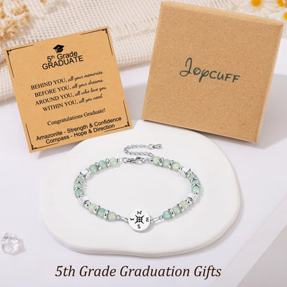 JoycuFF Graduation Gifts for Her Class of 2026 College High School 5th 8th Grade Preschool College Middle School Teen Girls Graduation Gifts The Adventure Begins Compass Bracelets for Women