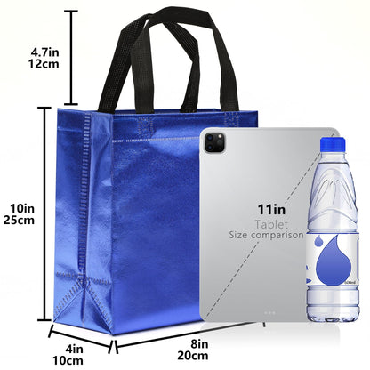 KeerxunBag 12pcs Reusable Gift Bags（Includes Tissue Paper） Gift bag with handle Birthdays Parties Holidays Weddings Medium 10x4x8in blue Gift Bags