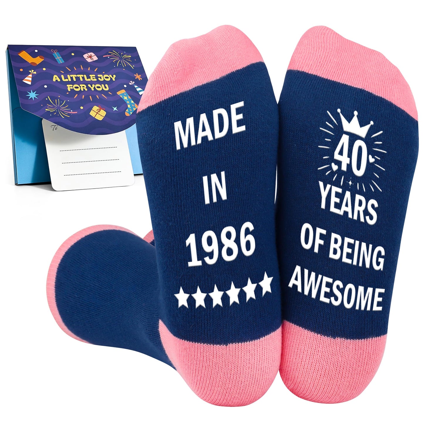 Belloxis Funny Birthday Gifts for Women, Non-Slip Cotton Crew Socks, 30th 40th 50th 60th 70th Gifts for Her Birthday