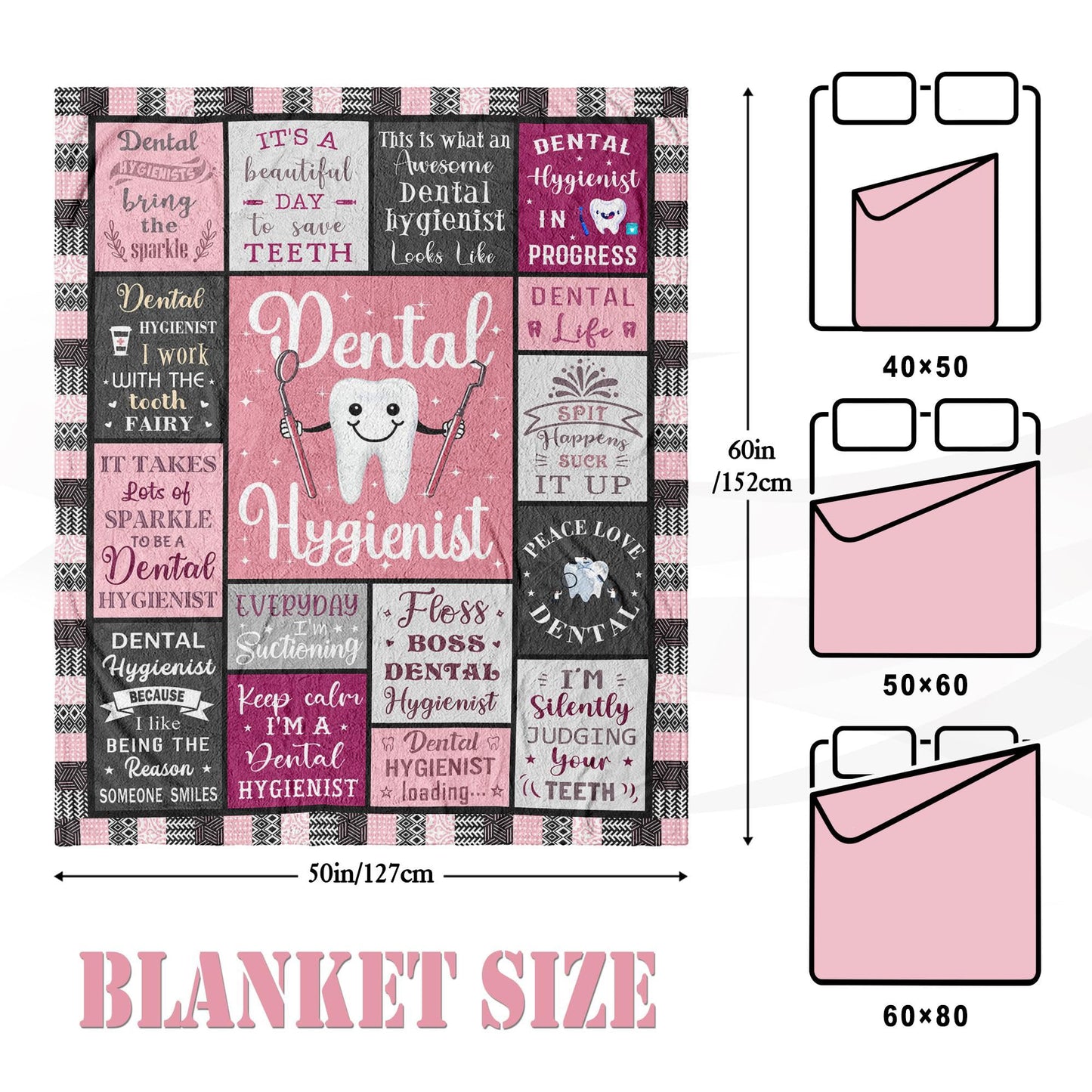 Dental Hygienist Gifts for Women Coworkers, Christmas Birthday Appreciation Graduation Gifts for Dental Hygiene Student Throw Blanket 60"X50"