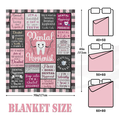 Dental Hygienist Gifts for Women Coworkers, Christmas Birthday Appreciation Graduation Gifts for Dental Hygiene Student Throw Blanket 60"X50"