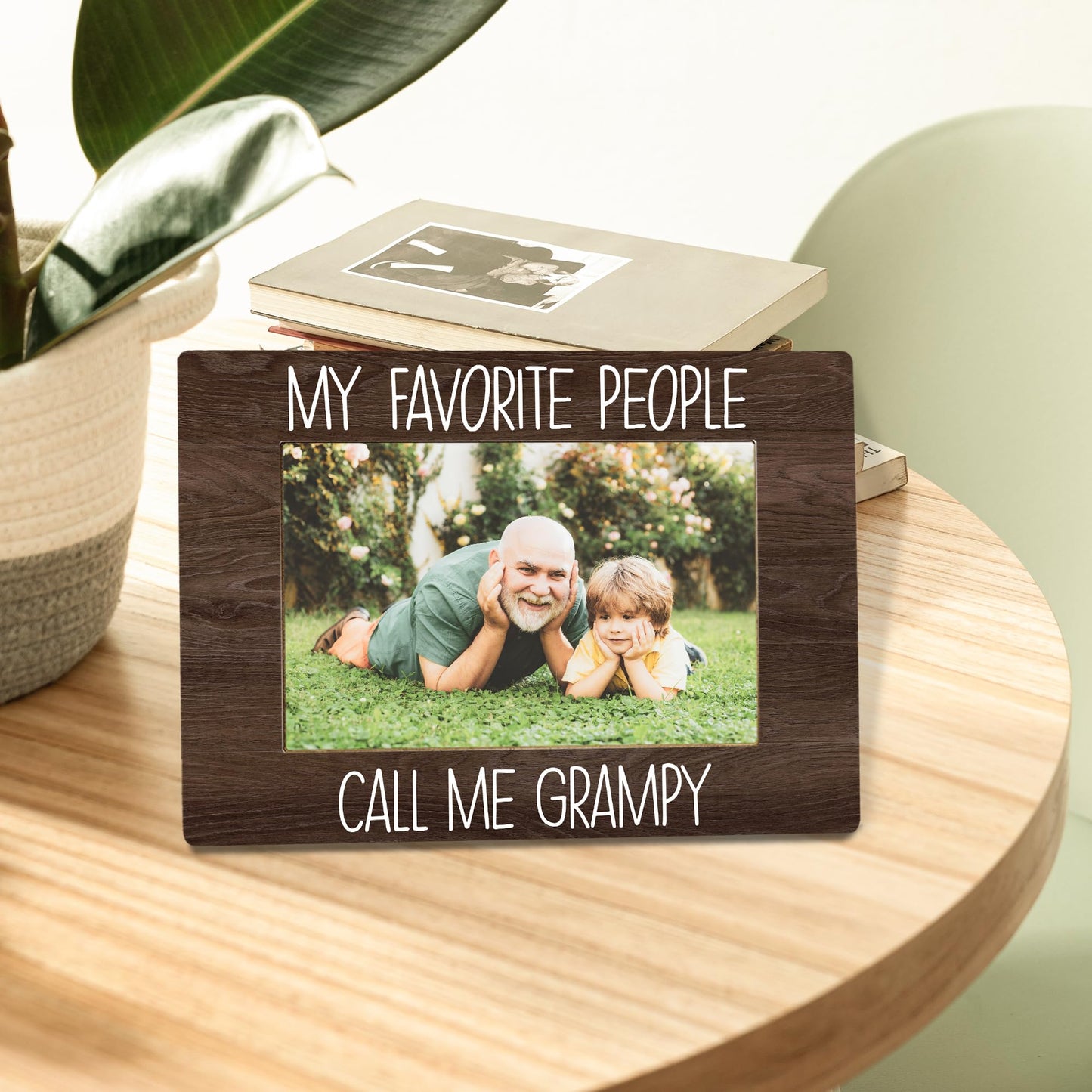 My Favorite People Call Me Grampy Picture Frame, Grampy Grandpa Gifts for Father's Day, Best Grandpa Gifts Photo Frame 4x6, Grandfather Wooden Photo Picture Frames for Desk Tabletop Decor