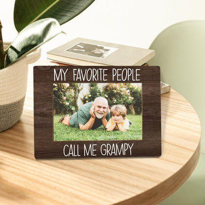 My Favorite People Call Me Grampy Picture Frame, Grampy Grandpa Gifts for Father's Day, Best Grandpa Gifts Photo Frame 4x6, Grandfather Wooden Photo Picture Frames for Desk Tabletop Decor
