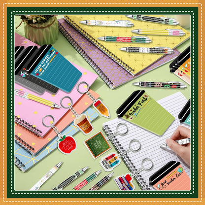 30 Set/90 Pcs Teacher Appreciation Gifts Bulk Include 30 Coffee Cup Sticky Notes 30 Teaching Keychains 30 Teachers Appreciation Pens for School Classroom Teaching Day Graduation End of Year Gifts