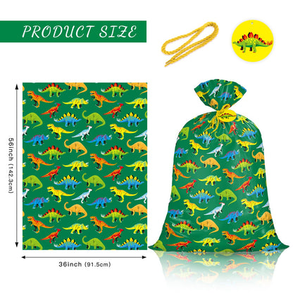WRAPAHOLIC 56" Extra Large Dinosaur Gift Bag - Green Dinosaur Jumbo Bike Bag Gift Wrap for Girl Kids Boy Birthday, Baby Shower, Dino Party - 56" H x 36" W