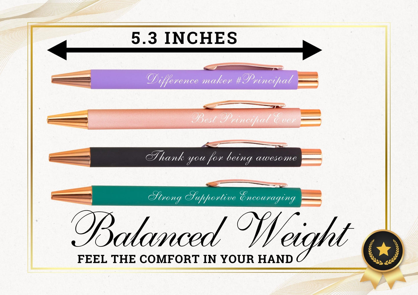 InnoBeta Principal Appreciation Gifts Ballpoint Pen Set of 4, Inspirational Pen for Women Men, Office Tools for Principals Vice Principals