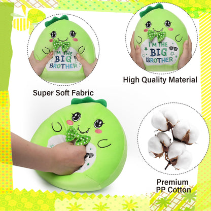 Big Brother Gift Dinosaur Plush - Dino Stuffed Animals with Long Tail Green Plush Realistic Dinosaur Toys Boy Birthday Gifts for Toddler Newborn First Valentine Gift for Kids 9 Inch