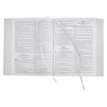 KJV Holy Bible, Classically Illustrated Heirloom Family Bible, Faux Leather Hardcover - Ribbon Markers, King James Version, White/Silver (KJV Family Editions)