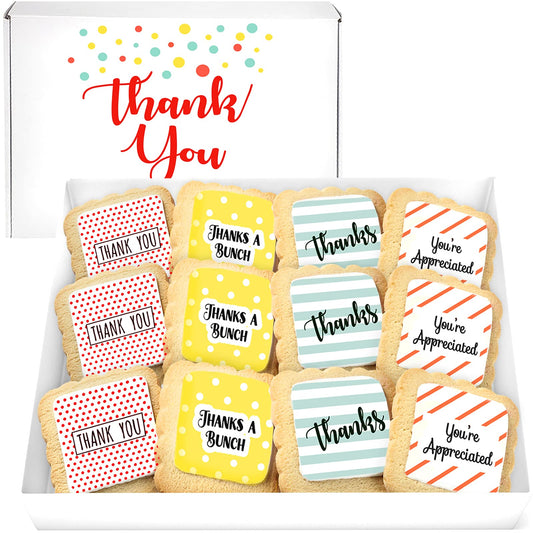 Thank You Gift Basket Decorated Cookies Employee appreciation for Men Women Nurses Employees Teacher Corporate Gifts | Individually Wrapped | 12 Pack | Appreciation Box