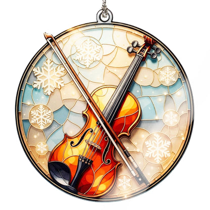 Violin Christmas Ornament– Elegant for Musicians, Violinists, Music Teachers & Classical Music Lovers – White Elephant Gifts - Xmas Tree Funny Decoration