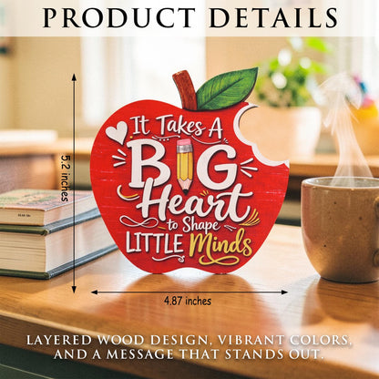 It Takes a Big Heart Apple Gifts Card Holder 5.72 x 4.87 Inches for Teacher Appreciation, Thank You Teacher Gift, Teacher Gift Card Holder, Kindergarten, Pre K Teachers, Teacher Appreciation Gifts