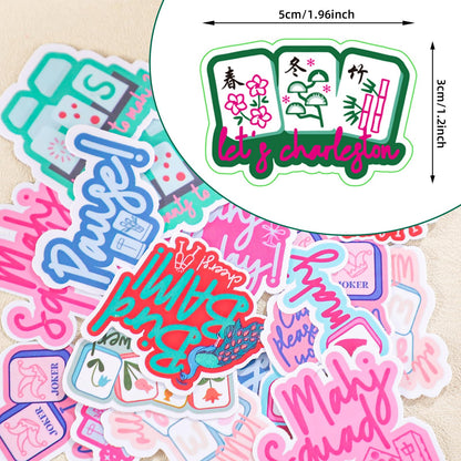20 Pcs Funny Mahjong Stickers for Water Bottle, Scrapbook, Laptops, Phone Self-Adhesive Waterproof Mahjong Stickers Vinyl Chinese Mah Jong Decals Gifts for Party Decoration