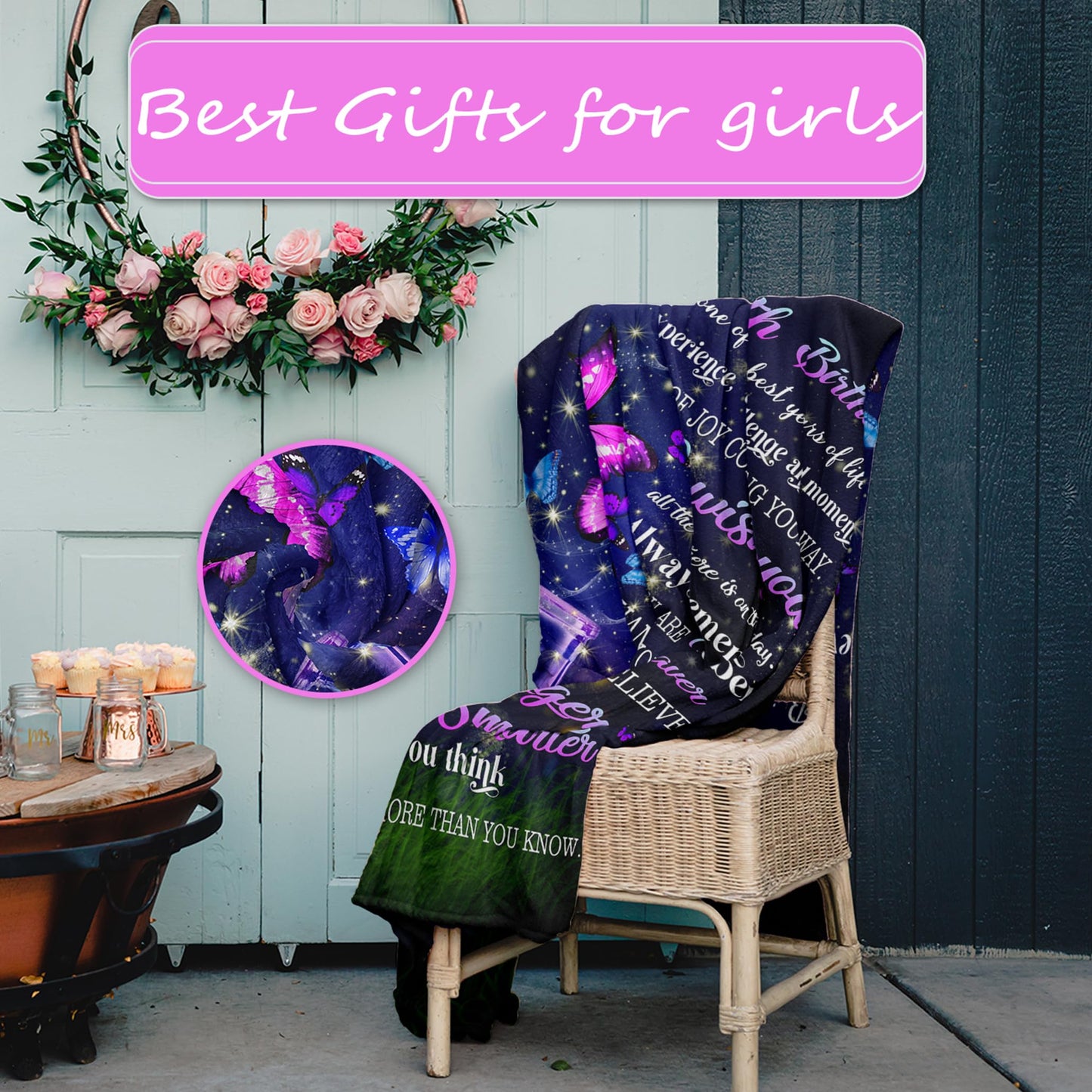 Ryubein 21st Birthday Gifts Blanket 50" X 60", 21st Birthday Gift for Her, 21 Year Old Birthday Gift for Her, Gifts for 21st Birthday Female, Gift for 21 Year Old Female, 21st Birthday Decorations