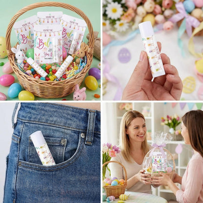 48 Pack Easter Basket Stuffers Lip Balm Gifts Bulk Easter Basket Fillers Party Favors for Adults Women Teacher Coworkers Thank You Gift Set You're the Balm Moisturizing Lip Care (Bunny)