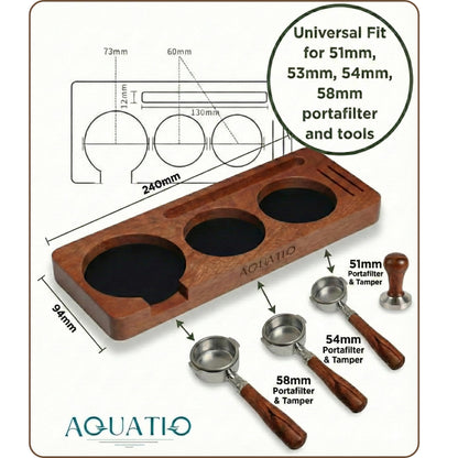 51-58 mm Compact Espresso Tamping Mat - Wooden Coffee Tamping Station - Gift for Espresso Lovers, Accessories for Baristas