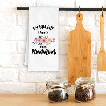 Mommom Grandma Kitchen Towels, My Favorite People Call Me Mommom Gifts for Grandma Birthday Christmas Mother's Day Mom,Floral Hand Towels Decor for Bathroom,Rustic Dish Tea Towel Home 16x24in