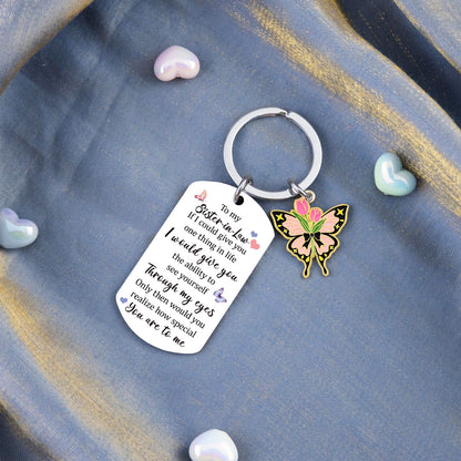 Sister In Law Gifts for Women Birthday Gifts for Sister In Law Mothers Day Women Unique Wedding Gift Sentimental Butterfly Keychain
