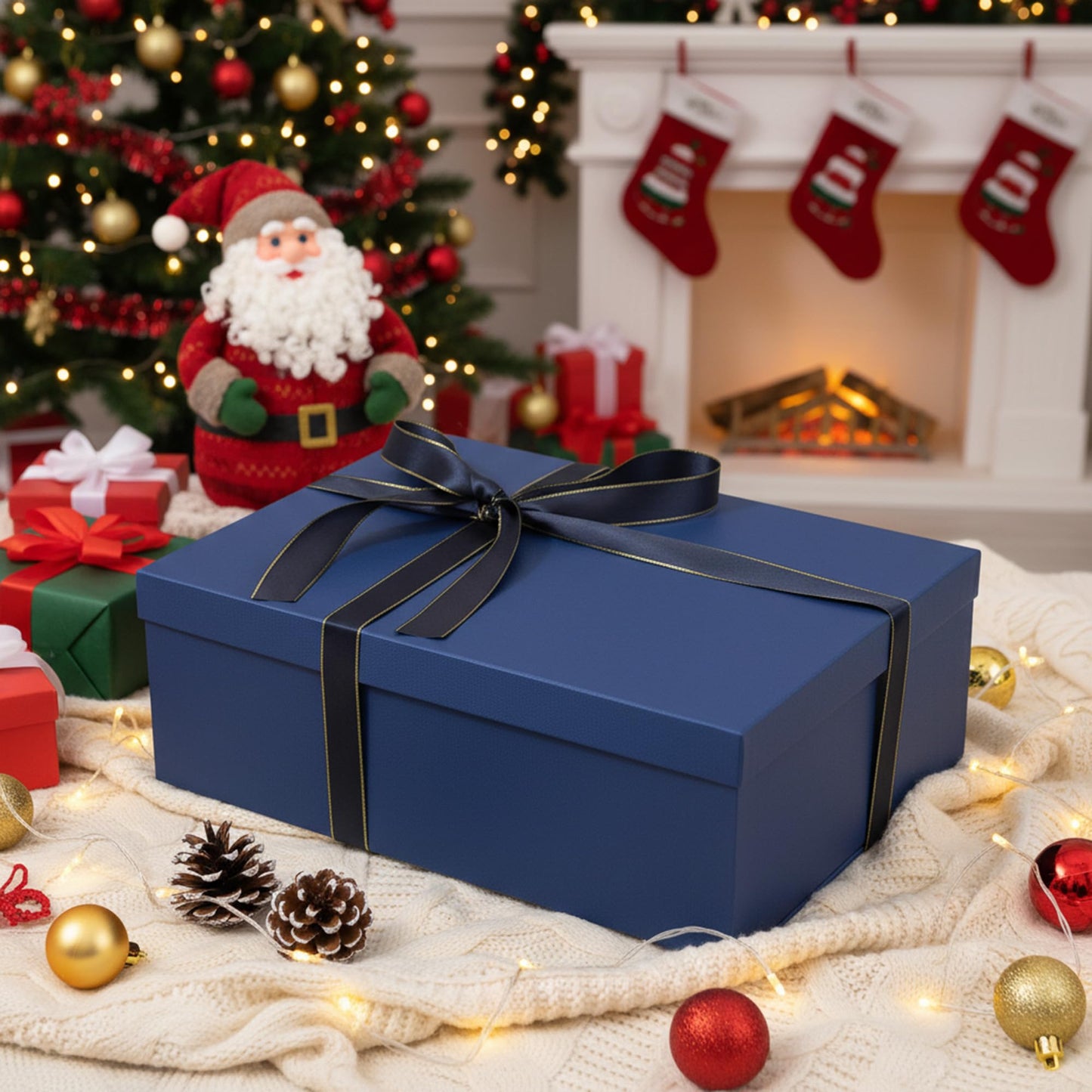 Rinrda Extra Large Gift Box 16.5x13x5.5 inches,Blue Gift Boxes with Lids for Presents,Perfect for Birthday,Valentine's Day,Christmas,Anniversaries,Contains Card,Ribbon,Shredded Paper Filler.