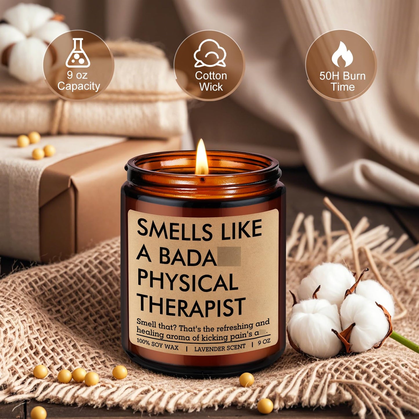LEADO Candle, Physical Therapist Gifts - PT Month, Physical Therapy Gifts for Women, Men - Cool Fathers Day, Thank You, Appreciation, Graduation Present for PTs Therapists, PT School Graduate, Student