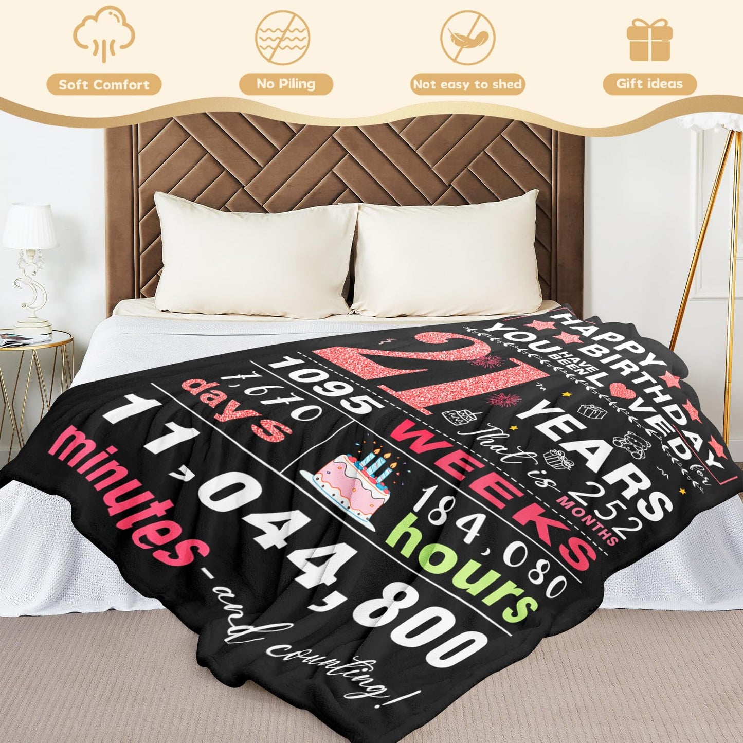 21st Birthday Gifts for Her - Gifts for 21 Year Old Female - 21 Birthday Decorations for Her - Twenty-one YR Bday Gift for Women Female Daughter Niece Sister Girlfriend Ideas Blanket 50"x60"