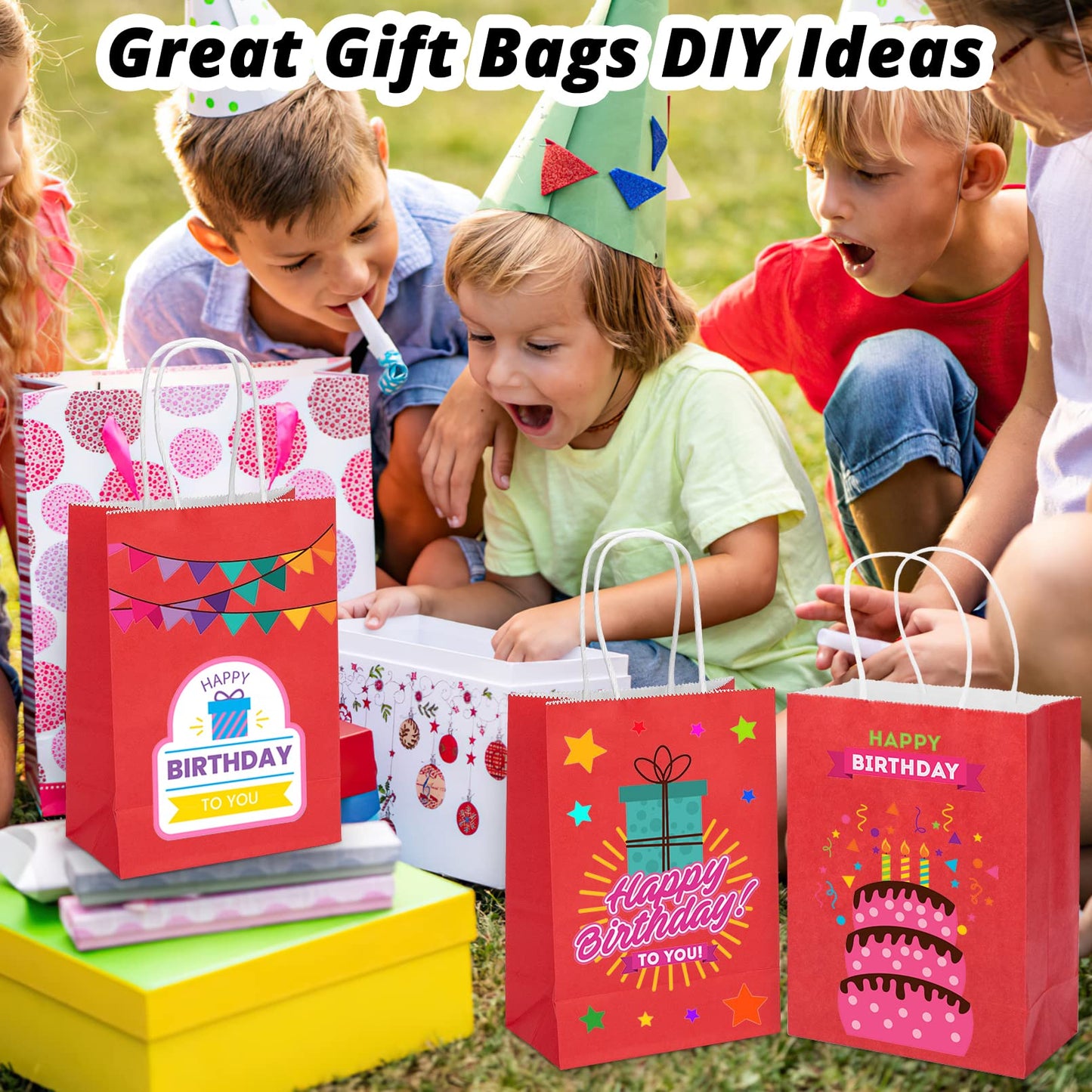 HavrePac 100 Pack 5.9x3.15x8.26 inch Small Gift Bags, Kraft Red Bags with Handles Bulk for Birthday Party Favors,Gift Paper Bags,Retail Shopping Business Goody Craft Gift Bags