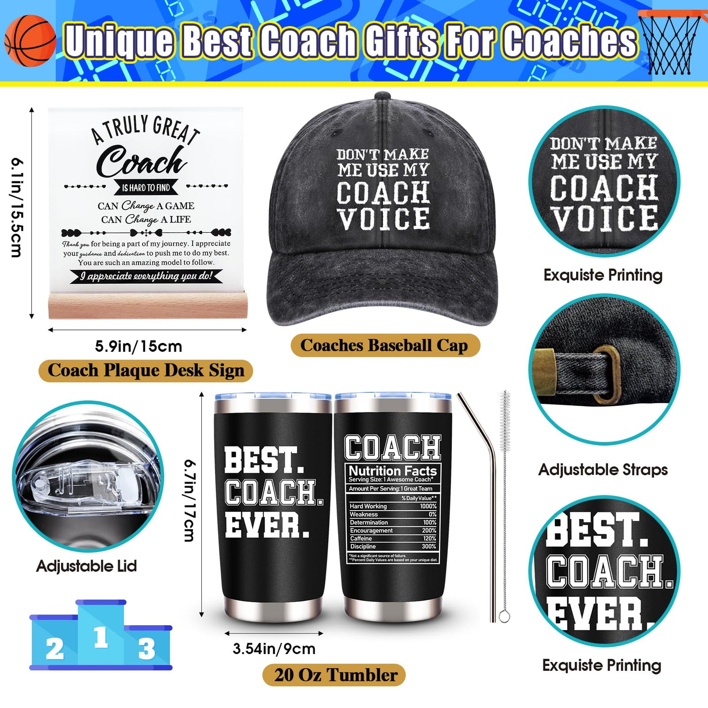 JTAMOHI Coach Gifts for Men Women, 20 Oz Best Coach Ever Tumbler Gifts, Thank You Coach Gifts, Birthday Christmas Gifts for Coach, Soccer Football Softball Basketball Swim Coach Appreciation Gifts