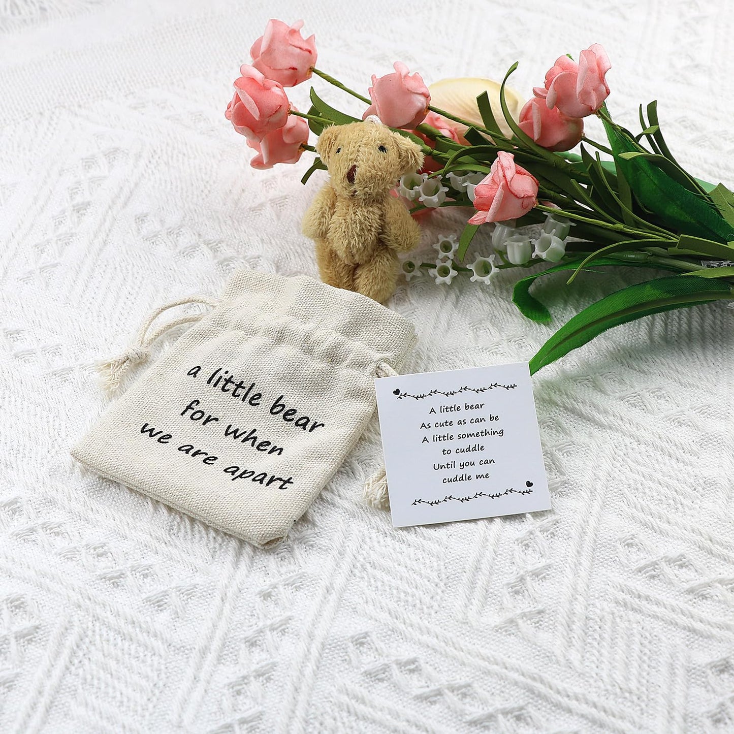 LUOKIFUR Pocket Bear Gift Long Distance Teddy Bear I Love You/Couple Memorial/Missing You Gift (we are Apart)