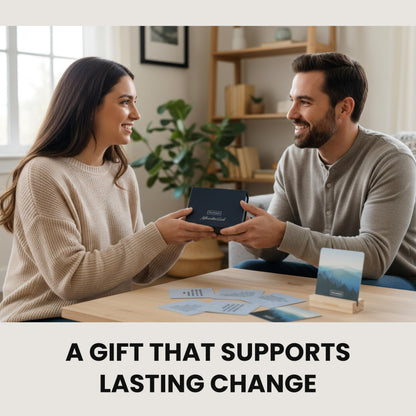 Touchstone Sobriety Affirmation Cards – 50 Daily Affirmation Cards with Display Stand & Magnetic Gift Box, Sobriety Gifts for Men, Addiction Recovery Gifts, 1 Year Sober Gift Ideas