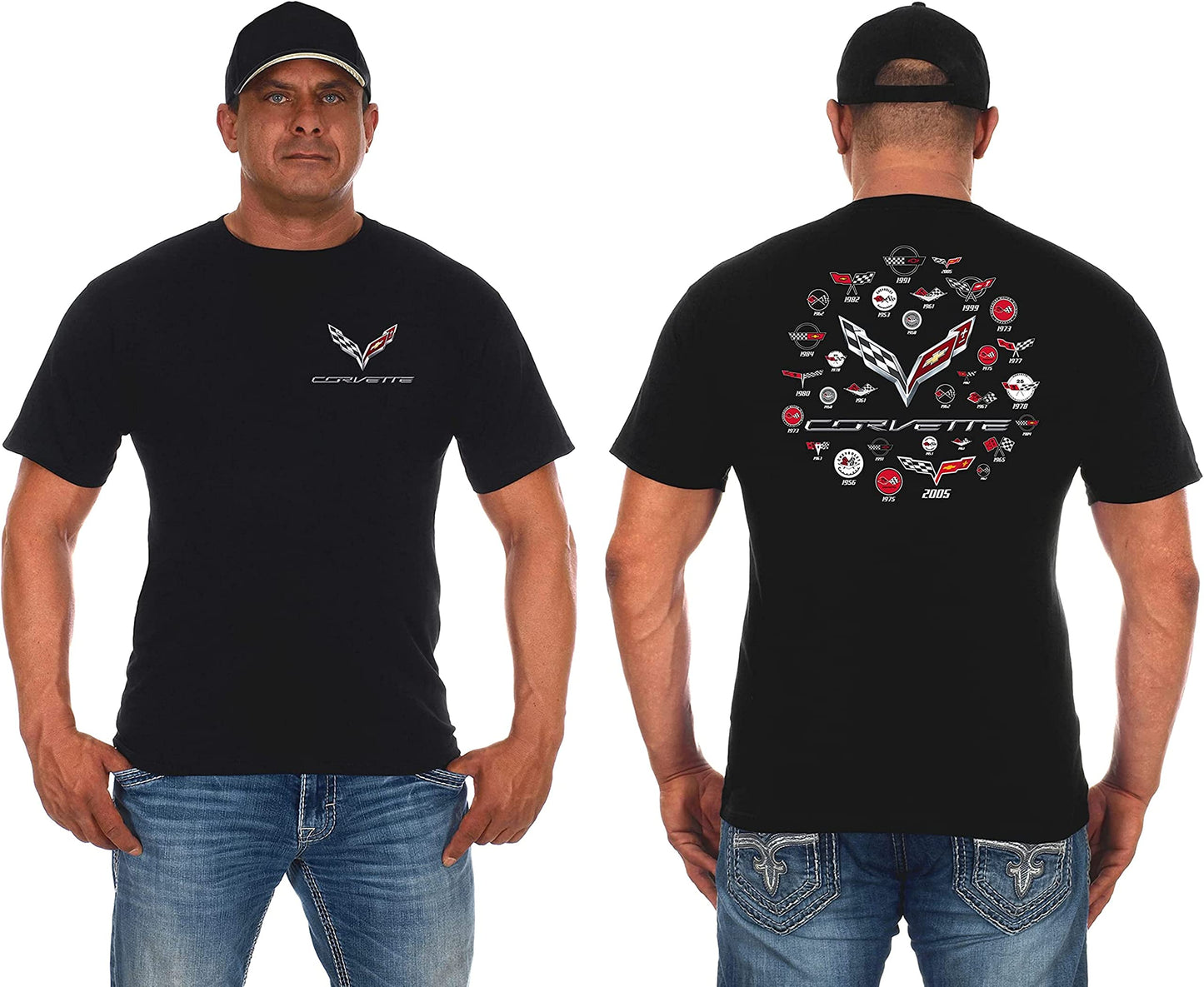 JH DESIGN GROUP Mens Corvette T-Shirt C7 C6 C5 C4 C3 C2 C1 Collage Black Shirt