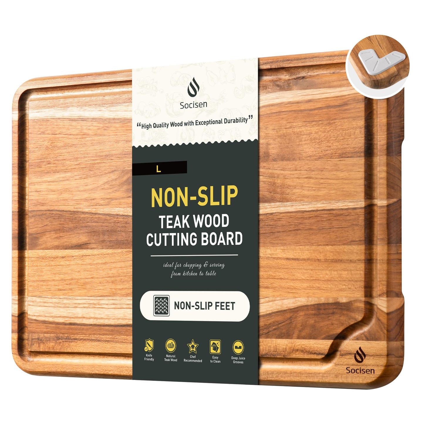 Teak Cutting Board 15inch Non Slip Over Sink Kitchen 2025 First Apartment Essentials Wooden Cutting Board New Home Must Haves Accessories House Warming Decor Housewarming Hostess Host Gifts L