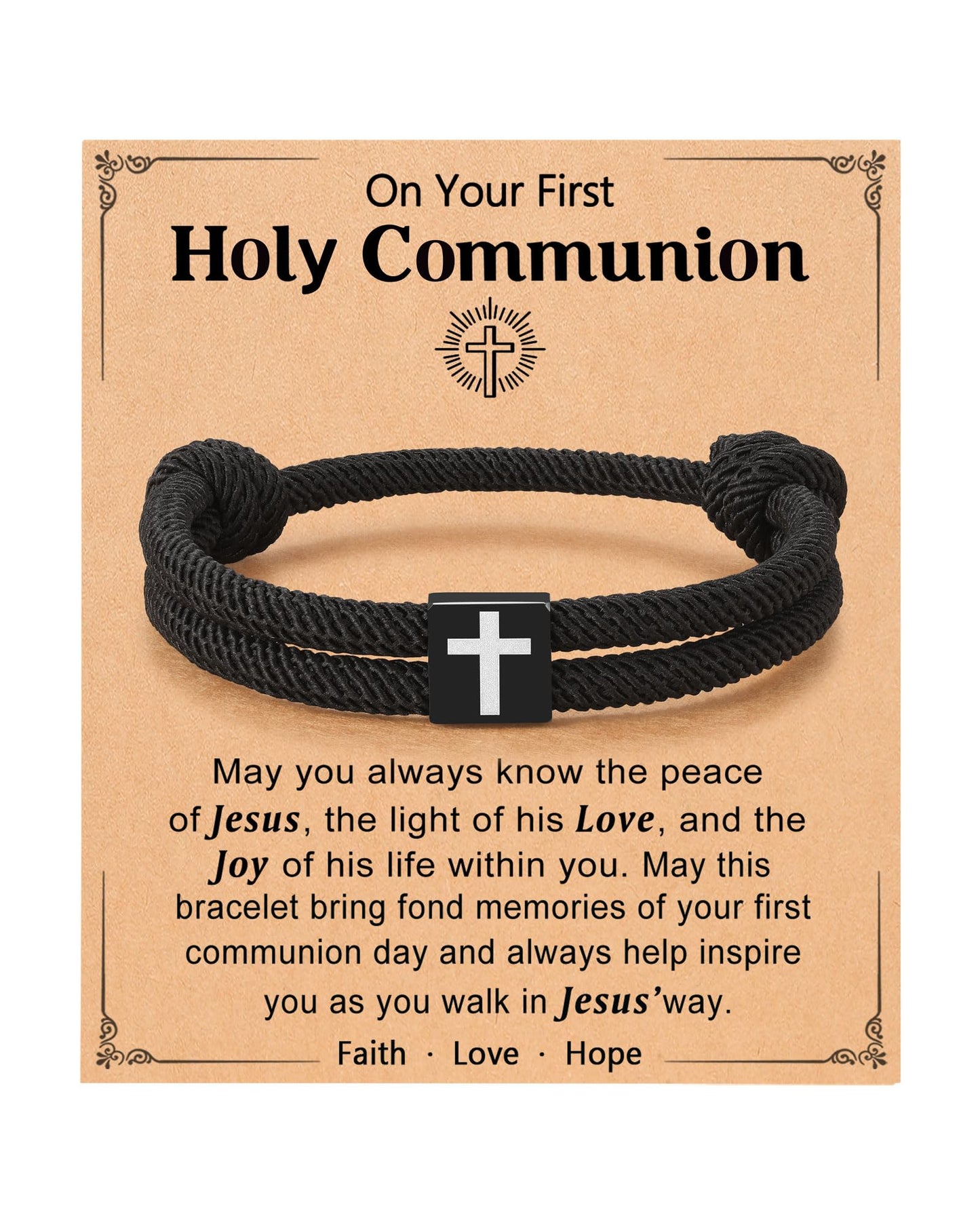 UNGENT THEM Cross Braided Rope Bracelet for Men Teen Boys, Easter Christian Baptism Confirmation Christmas Valentines Graduation Gifts Ideas