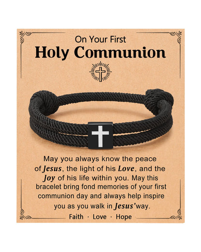 UNGENT THEM Cross Braided Rope Bracelet for Men Teen Boys, Easter Christian Baptism Confirmation Christmas Valentines Graduation Gifts Ideas