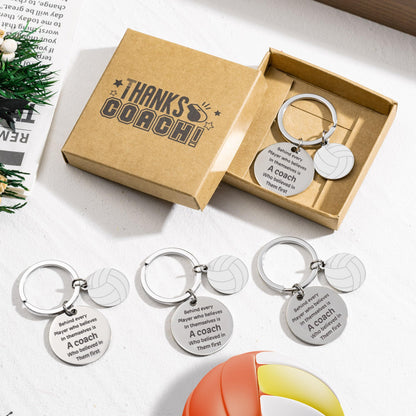WATINC Coach Appreciation Keychain Gift Set, 4Pcs Sport Match Cheer Keychains Keepsake Present with Thank You Packaging