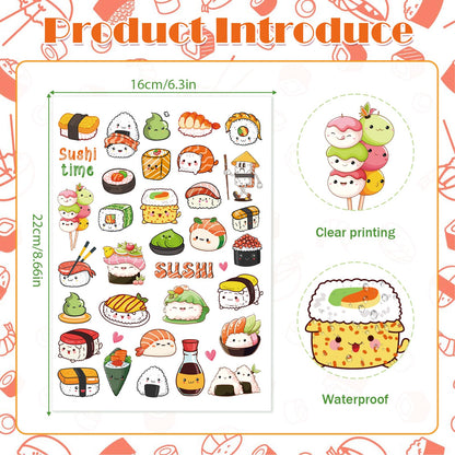 Sushi Temporary Tattoos Stickers, Japanese Theme Tattoo Stickers for Kids, Birthday Party Favors Goodie Bag Fillers Supplies Decorations, Classroom School Prizes Rewards Gifts(6 Sheets)