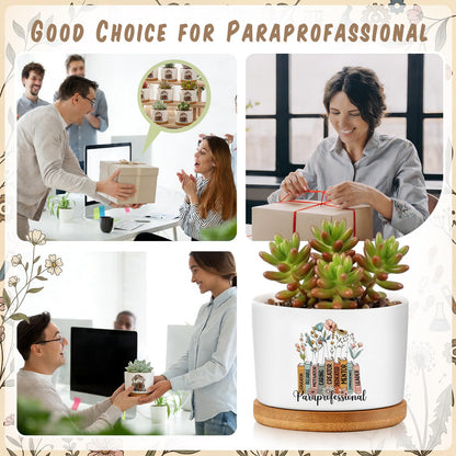 Havawish 6 Pcs Paraprofessional Appreciation Gifts, para Teacher Appreciation Gifts, Ceramic Succulent Planter Pots Mini Porcelain Plant Containers for Nurse Birthday Graduation, Plants Excluded
